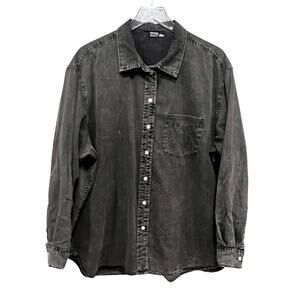 GAP Women's Denim Big Shirt Black Wash Size XL 100% Cotton Oversized Fit